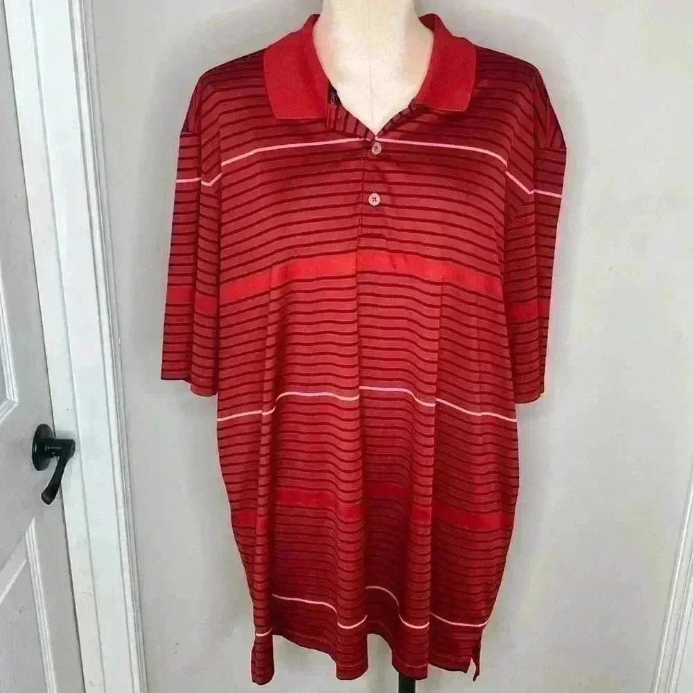 Adidas Men's Clima Cool Red With Black Stripes Polo Size 2xl
